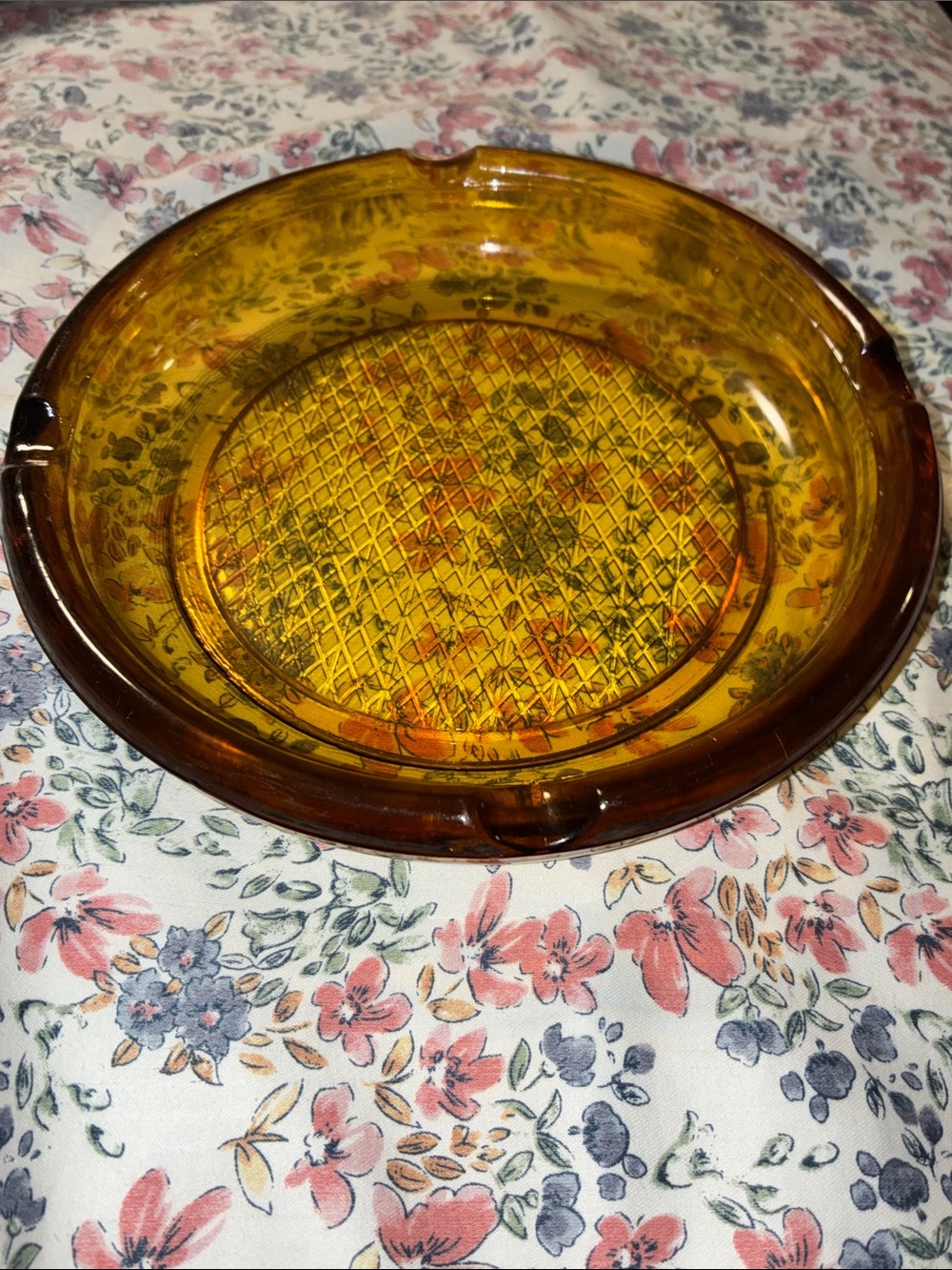 Vintage Amber Glass Ashtray